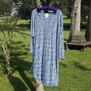 Multi Blue/White Tunic Asymmetrical Hemline